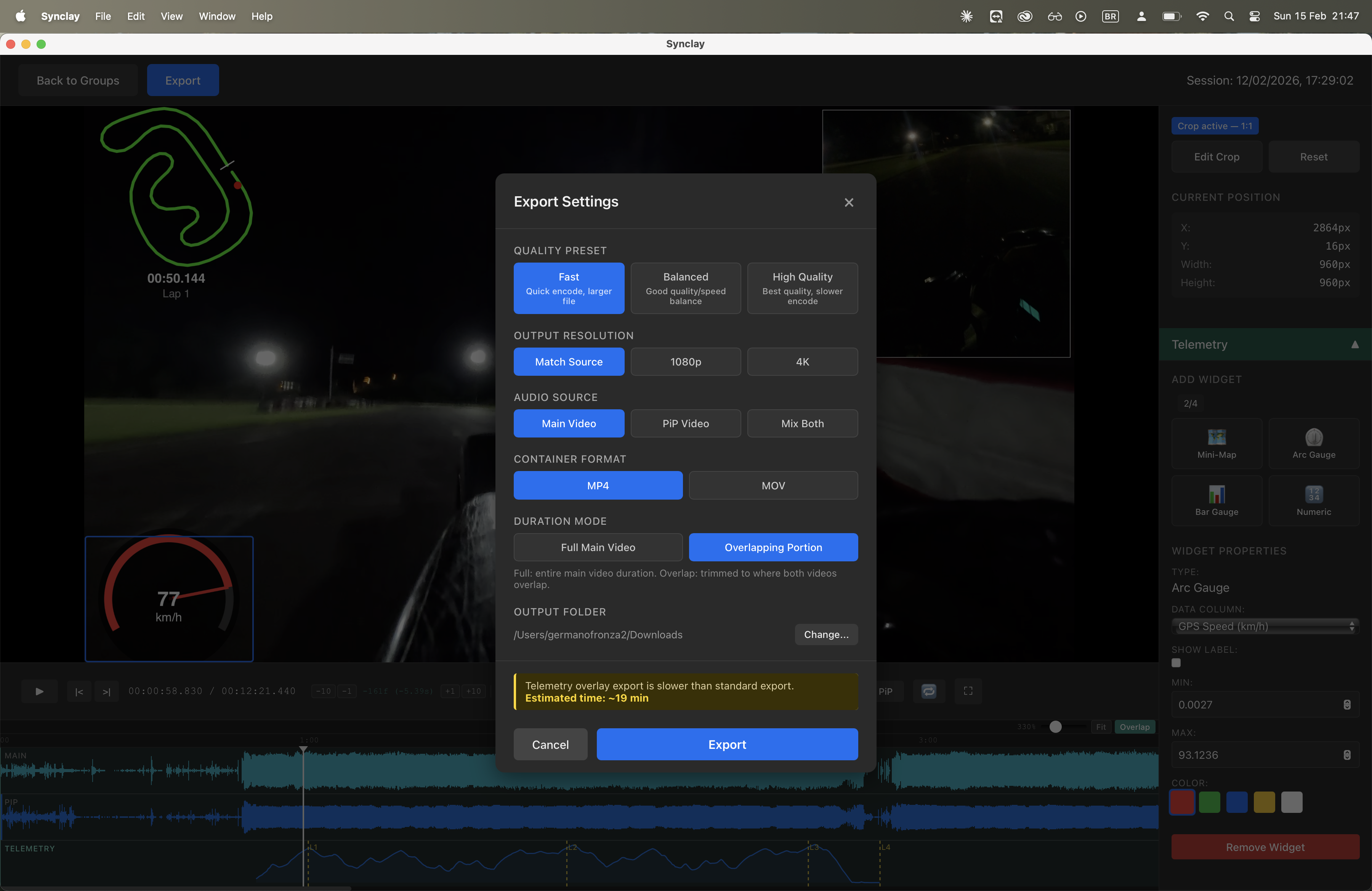 Export high-quality video